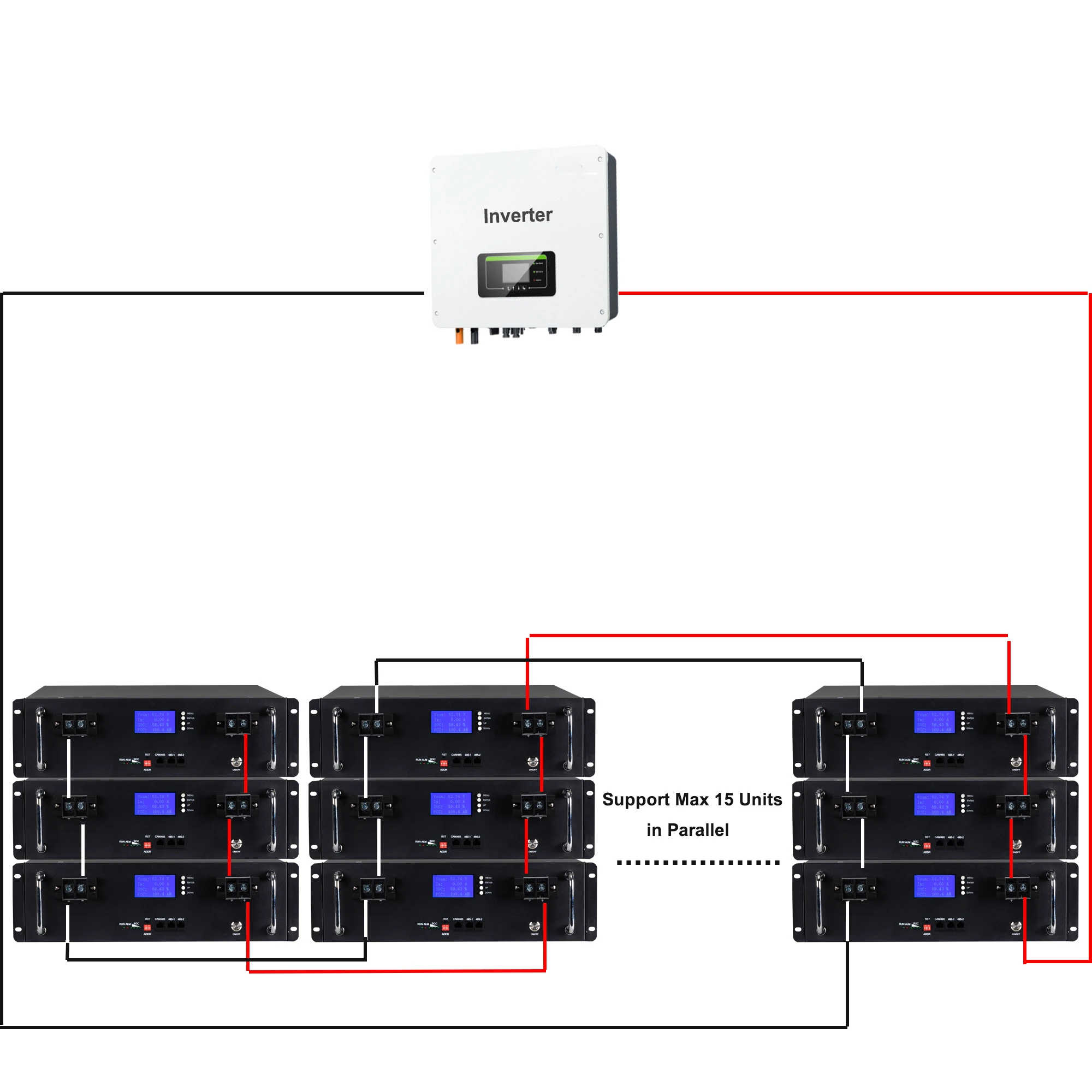 5KWh 51.2V 100Ah 48V 100Ah Server Rack LiFePO4 House Battery Solar Energy Home Storage Battery System