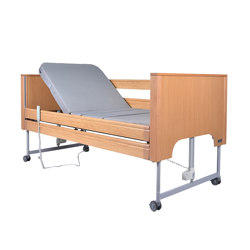 Tecforcare Wooden Nursing Bed Adjustable Up and Down Medical Bed Electric Home Care Bed For The Elderly