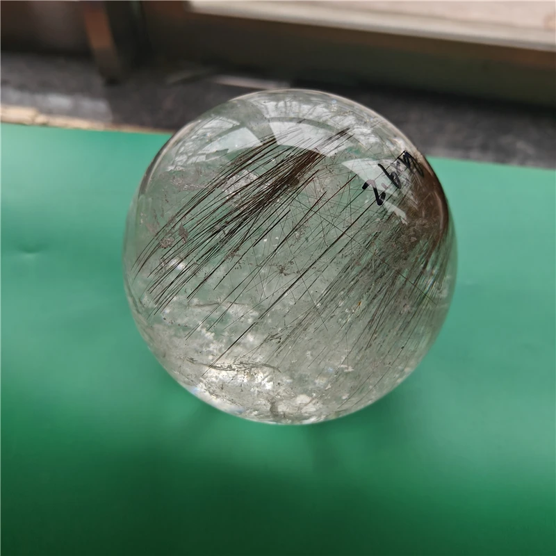 Rutilated quartz crystal ball natural clear crystal sphere for craft