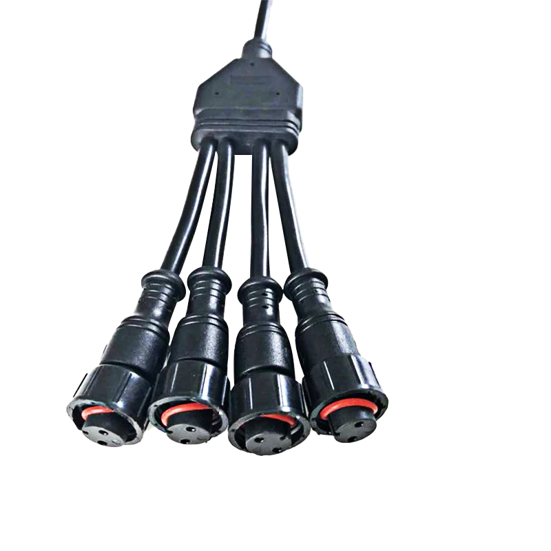 
M12 electric IP67 waterproof male female Y Branch 1 to 5 Parallel 3 pin connector with wire harness 