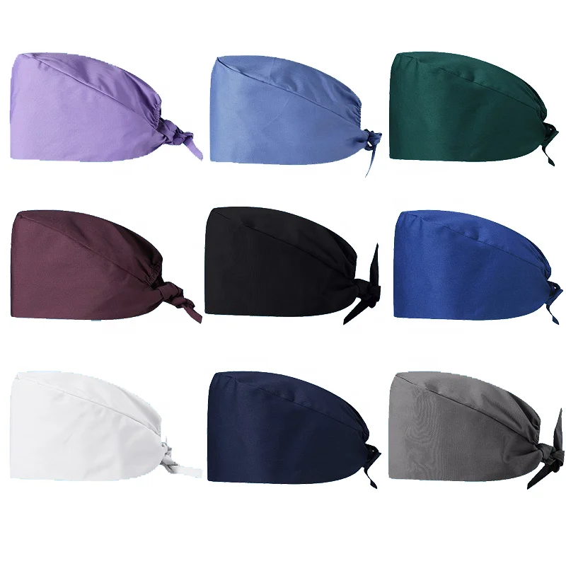 cotton men women unisex doctor nurse medical cap dental beauty salon elastic adjustable bouffant scrub hat scrubs hats