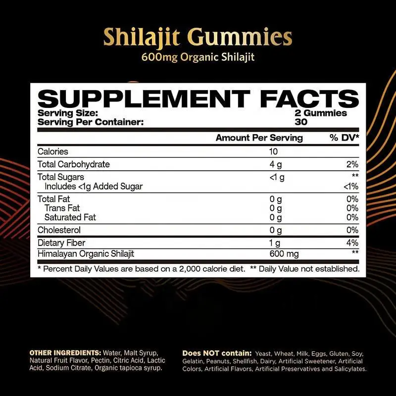 Private Label Sugar Free Shilajit Black Seed Oil Gummies 600mg Natural Mineral Shilajit Gummies Supplement Support Energy