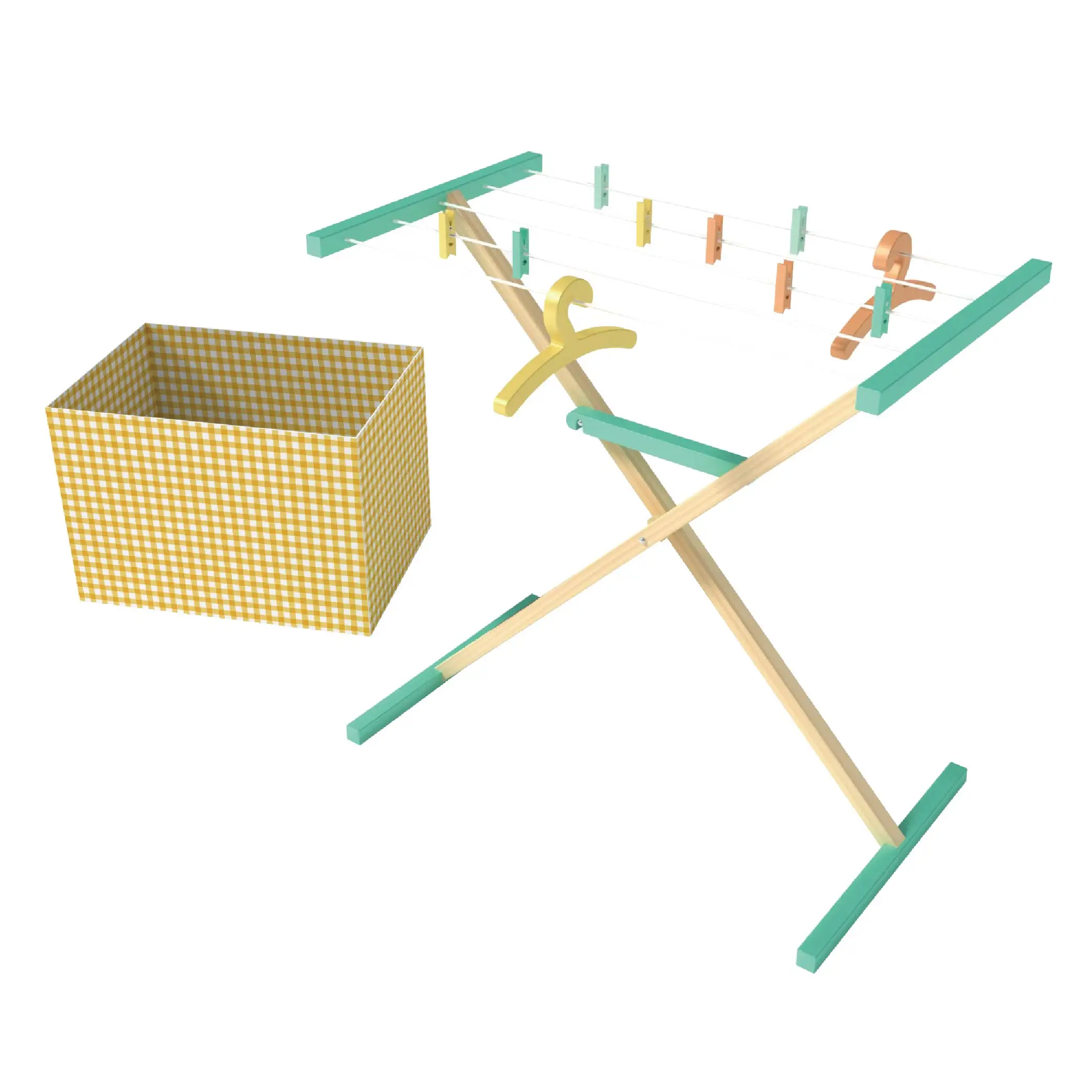 Portable bamboo small square table bamboo sofa table for ironing and laundry