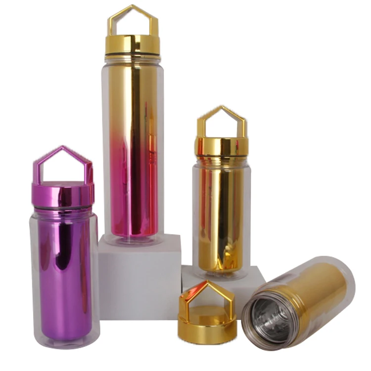 
BPA Free Custom Double Wall Clear Plastic Kid Cold Water Tumble Glitter Diamond Water Bottle With Lid 