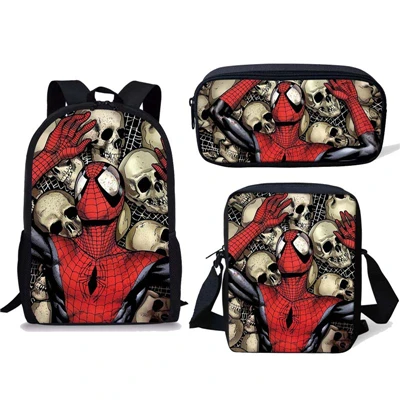 Spiderman Mochila Escolar Infantil Children Pencil Shoulder Book Bags Anime School Bag 3pcs Kids Backpack Boys Girls Gift