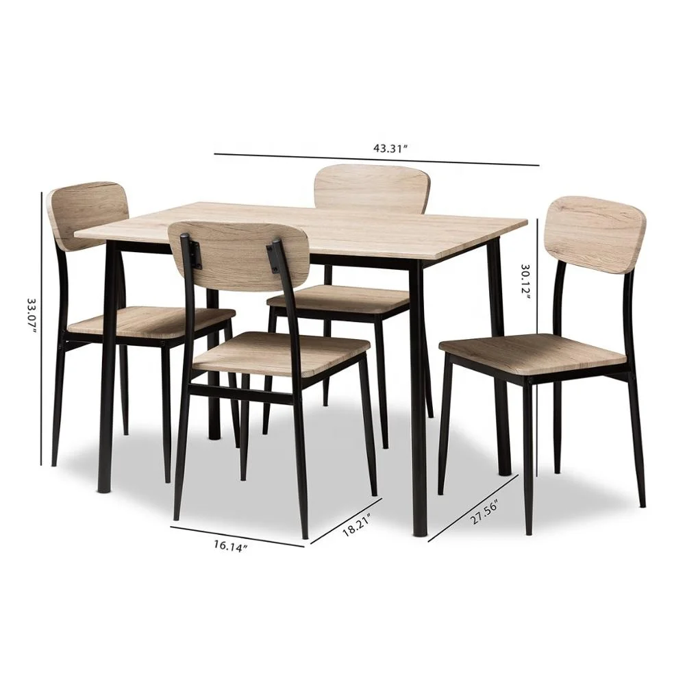 Mainstays 5-Piece Wood and Wrought Metal Dining Table Set with 4 Chairs for Dining Room DS-641