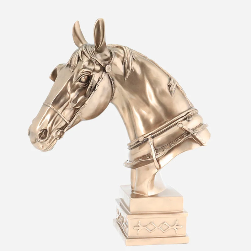 Hot Lucky Horse Head Statue Resin Crafts Horse Decoration Resin Animal Sculpture Art Craft Nordic Home Decoration Accessories