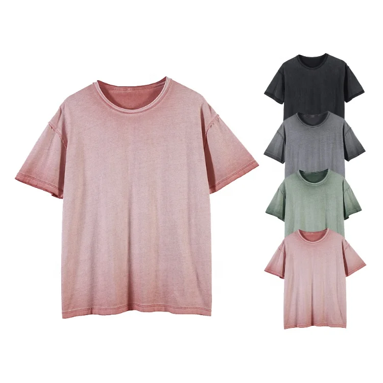 Classic Colortone Man Drop Shoulder T-shirts Simple Fit Summer Acid Wash T shirt Men