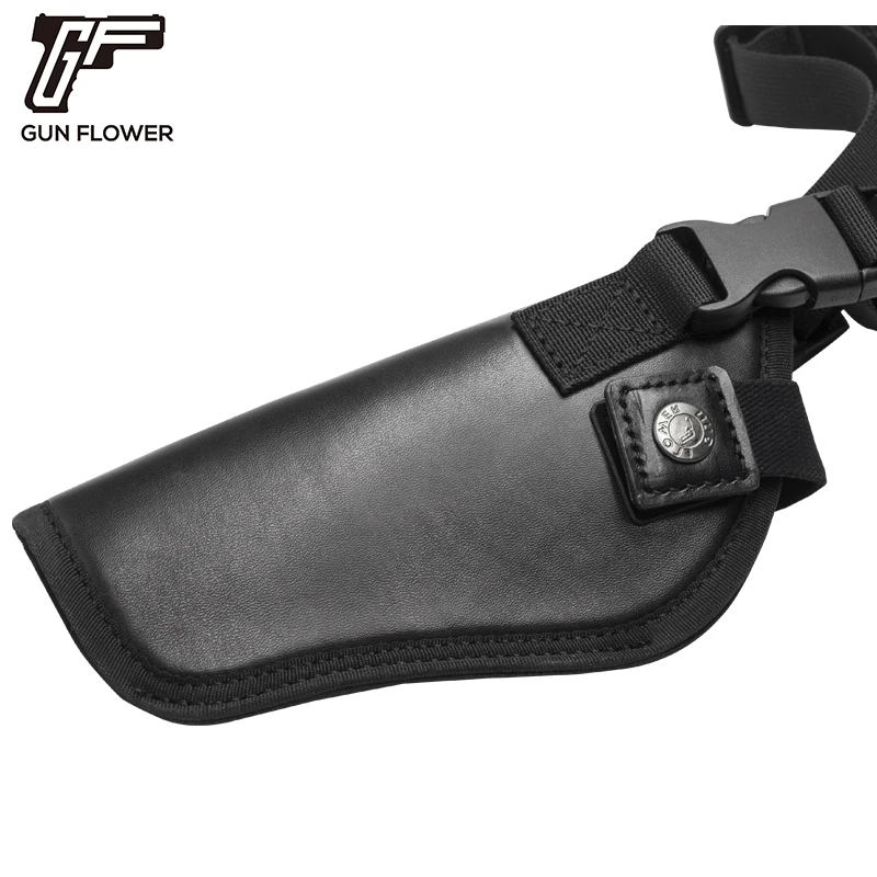 GunFlower Premium PU Leather shoulder holster with double Magazine Pouch Multi fit for Most  Models