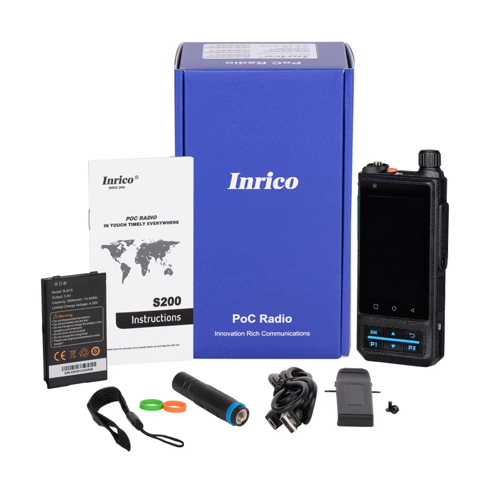 Rugged Inrico S200  4G walkie talkie  network two way radio with touch screen portable POC intercom