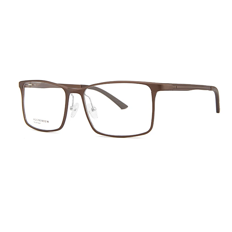 Bluelight spring hinge high quality rectangle RX designer prescription glasses mens aluminum optical spectacle frames for myopia