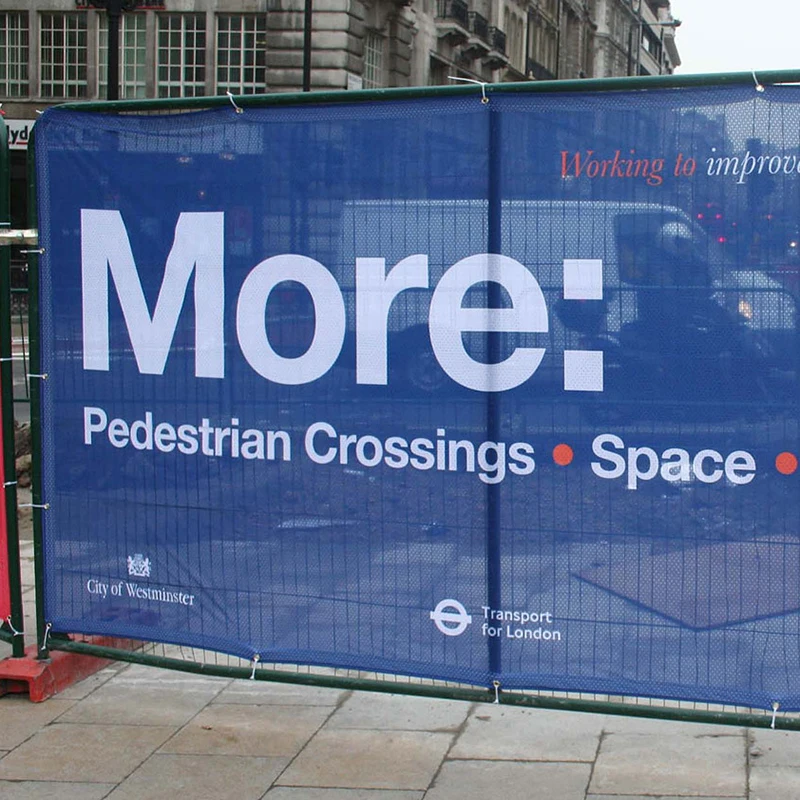 Outdoor Hanging Mesh Banners On Buildings,site screen mesh,crowd barrier and sporting sponsor fence and event signage