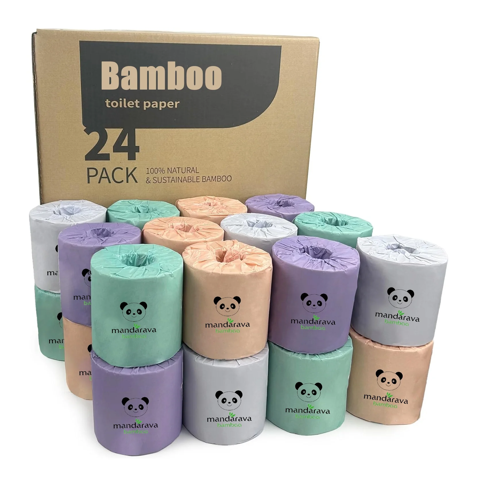Eco-friendly customized 3ply 4ply 48rolls bamboo toilet tissue paper roll