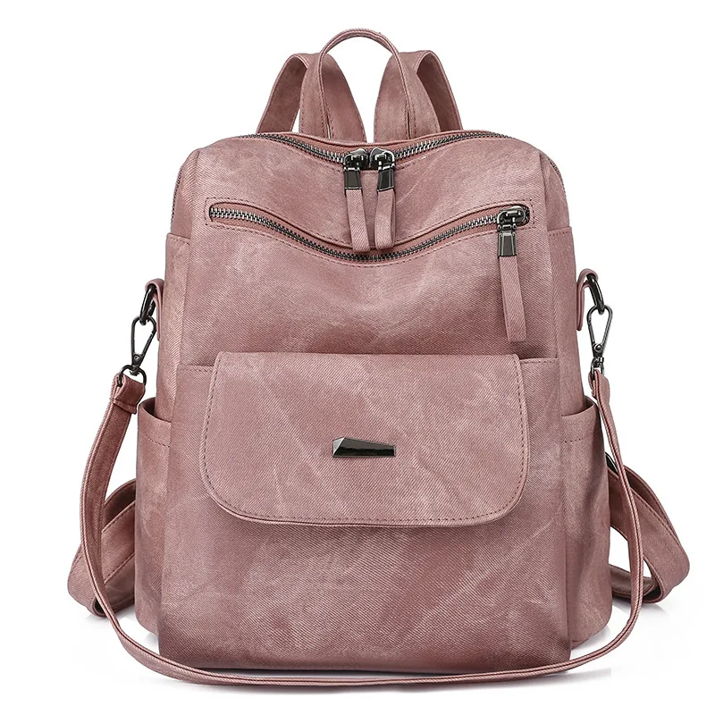 Women Backpack Casual School Shoulder Bag Waterproof Leather Backpack Purse Retro Vegan Leather Convertible Backpack Travel Bag