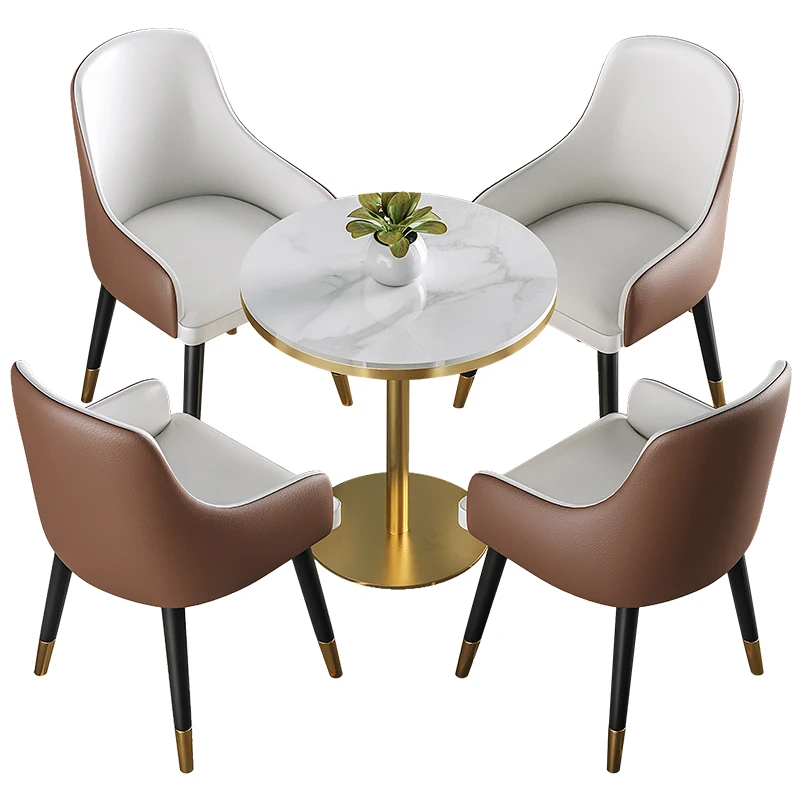 
nordic modern luxury top round marble dining table Coffee table and chair set Business negotiation desk and chair combination 
