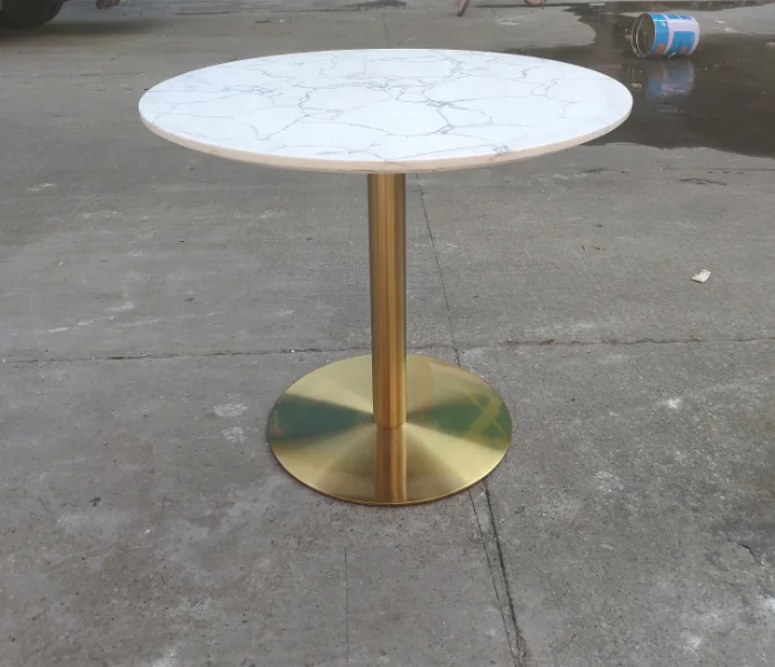 
Modern round dining table gold legs marble dining table resine white marble table restaurant furniture 