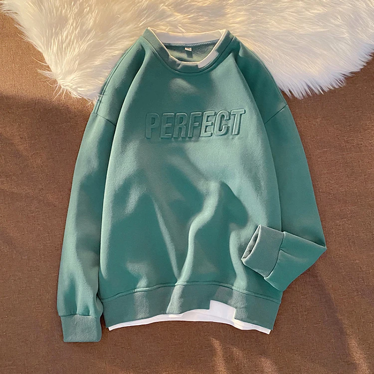 wholesale custom spring fashion double layer t-shirts loose korean style fitted two layer hoodless sweatshirt for men