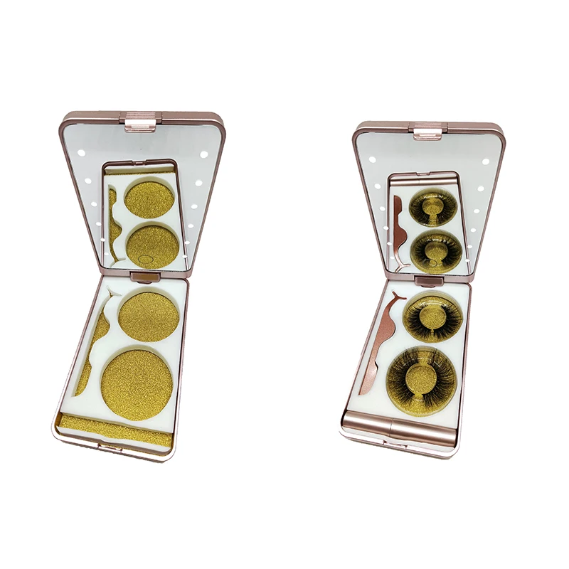 Good quality chrome mirror makeup box with led light make up