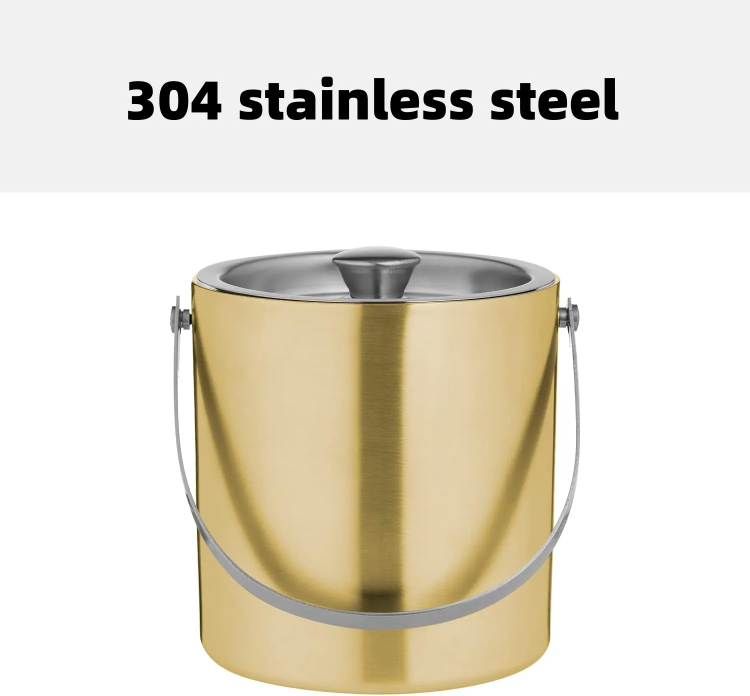 Gold 304 Stainless Steel 1.5L Ice Bucket With Handle Beer And Champagne Ice Bucket