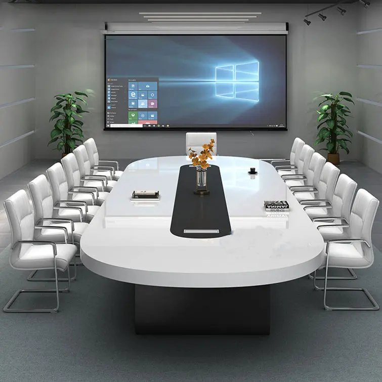 Custom size long conference table modern solid surface meeting room executive office desk