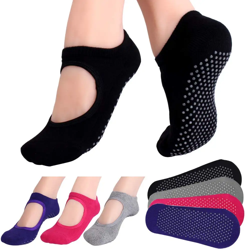 Oem Yoga Sock Non Slip Free Size Grip 5 Toe Fitness Dance Anti Slip Women Soft Cotton Silicone Grey Pilates Yoga Socks