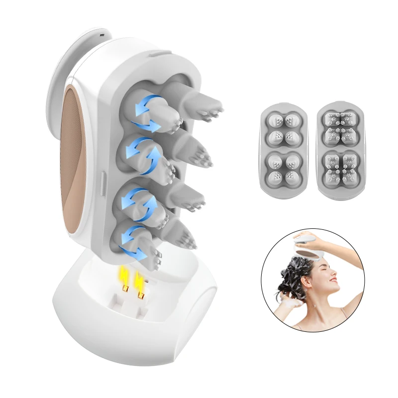 Health Scalp Massage Machine Intelligent Wireless Neck 4 Headed Low Noise Massager Electric Headache And Migraine Head Massager