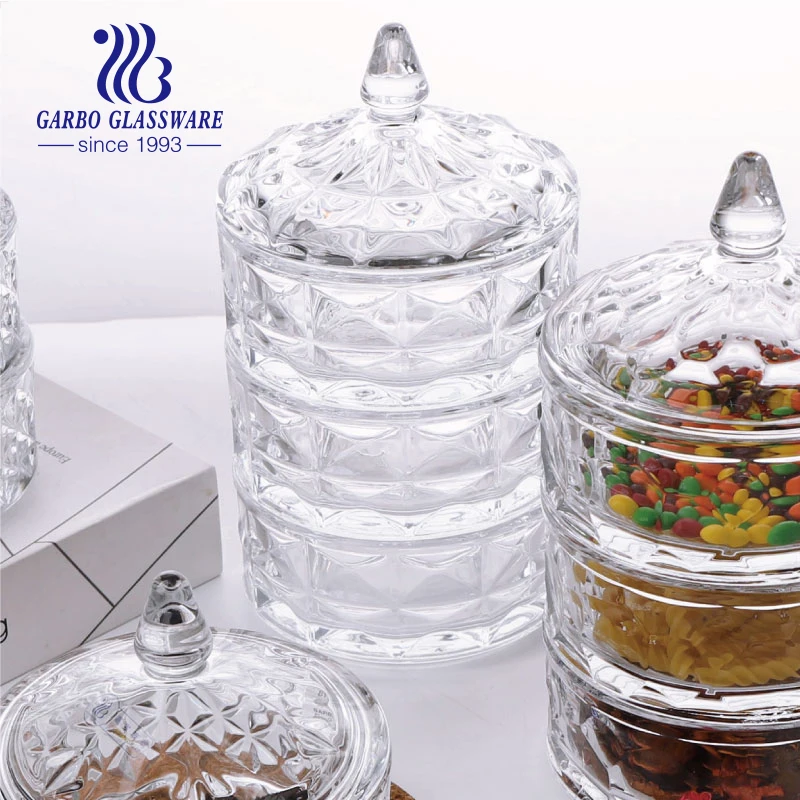  С украшением в виде кристаллов стекло Snack Jar штабелируемые конфеты горшок с крышкой ясные домашние наклейка стол банки