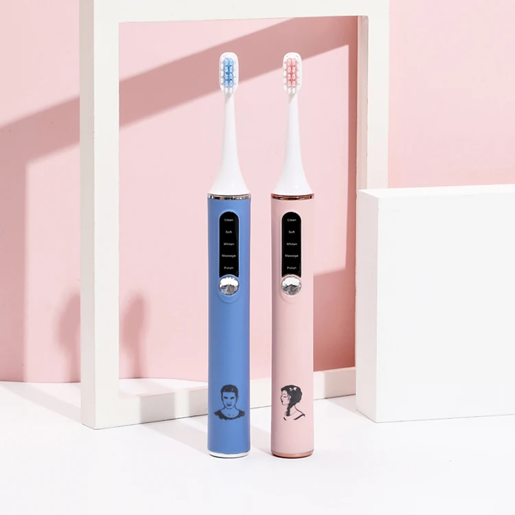 OEM ODM 2 Minutes Automatic Black Electric Toothbrush IPX7 USB Charging 5 Gear Medium Bristle Adult Sonic Toothbrush for Travel