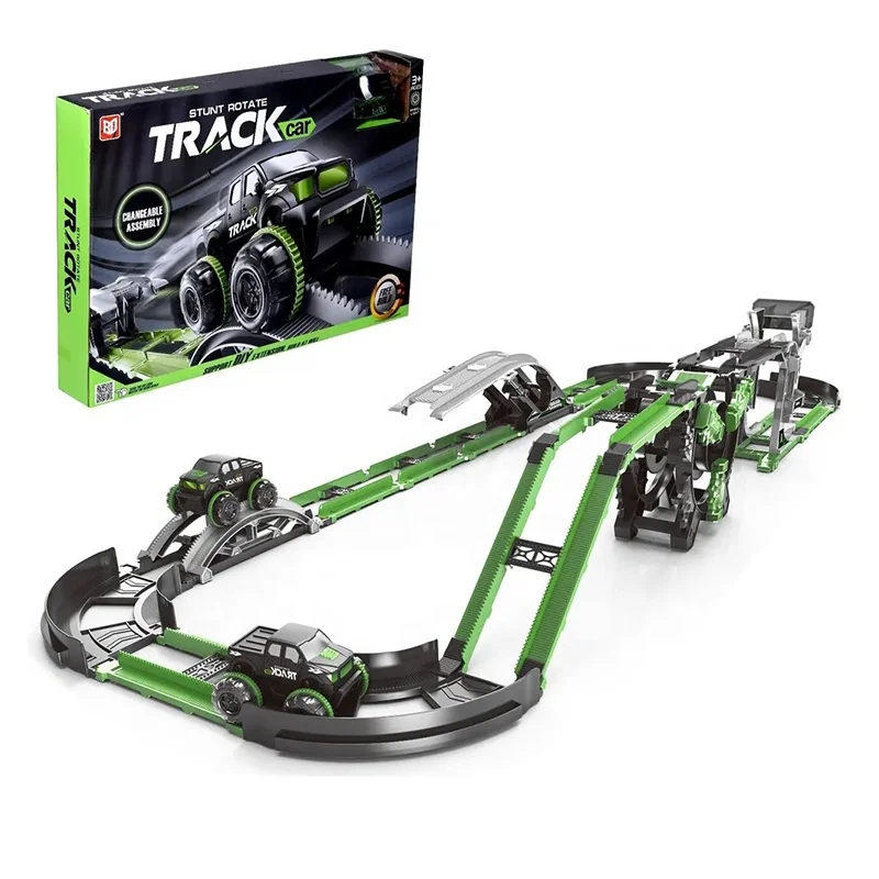 Toddler  2024 New Light Wheel Race Slot Stunt Rotate Rolling Track Car Electronic Toys Cars for Kids