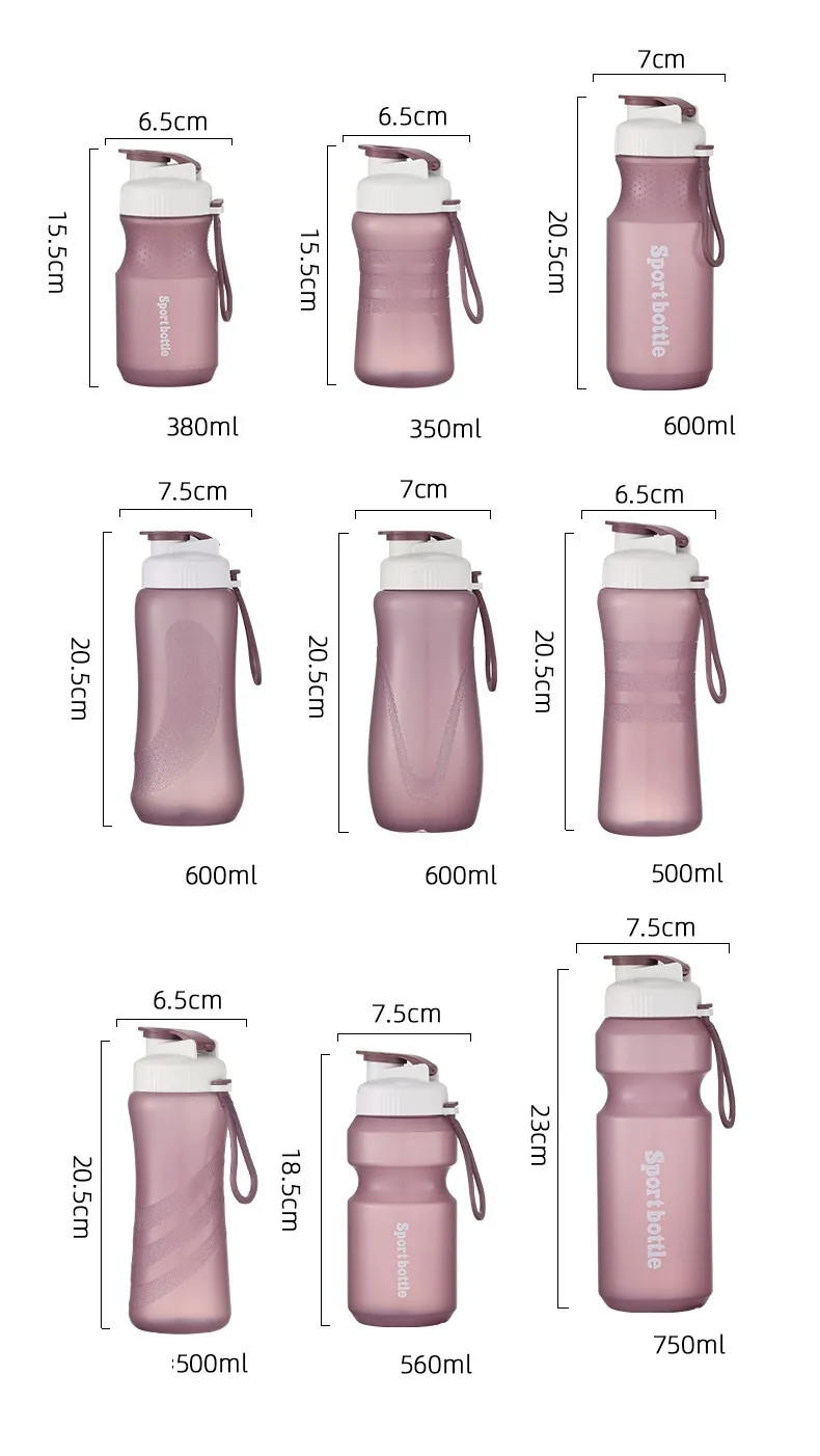 350/500/600/750ml PP plastic promotional sport water bottle