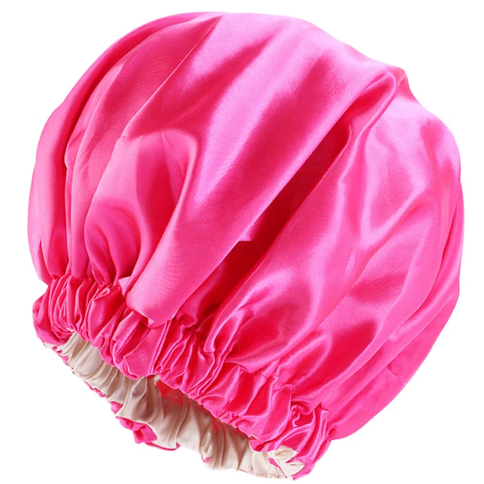 Custom Adjustable Fashion Double Layer Satin Silk Large Designer Women Shower Cap Sleeping Hair Cap Bonnets Hats with Logo