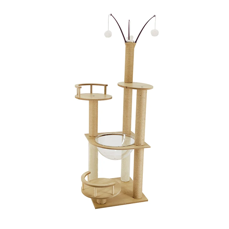 Wholesale high quality MDF Castle Modern Climbing Scratch Pet Scratching Wood Condo Furniture Tower Cat Tree