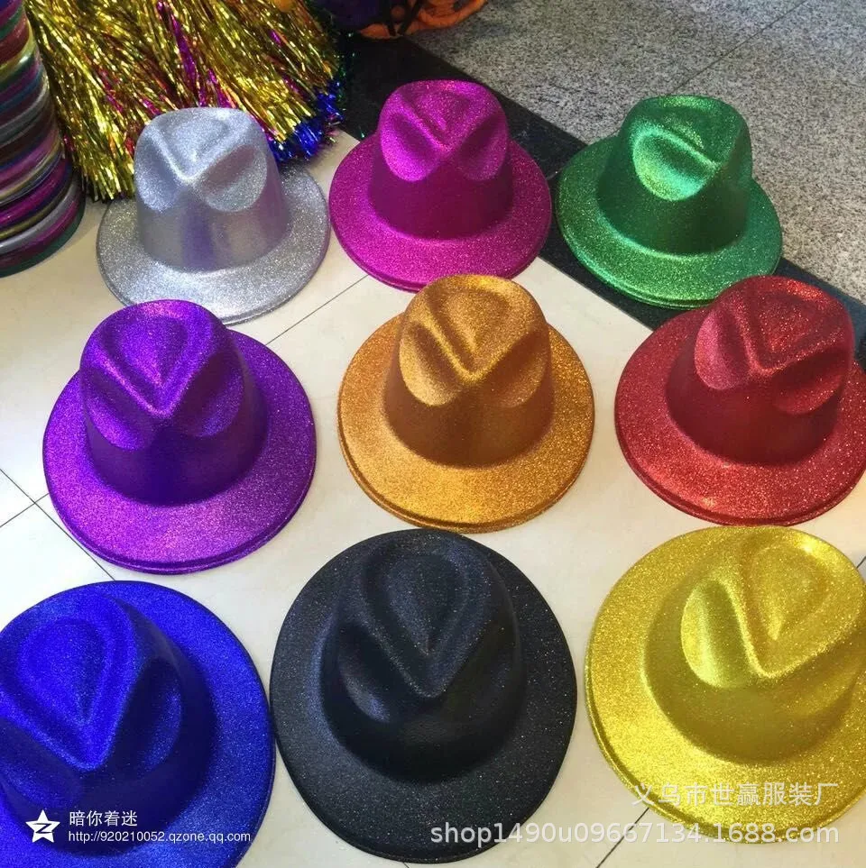 Cheap Novelty Hats Neon Colors Plastic Party Hats Gangster Mafia Style for Neon Party