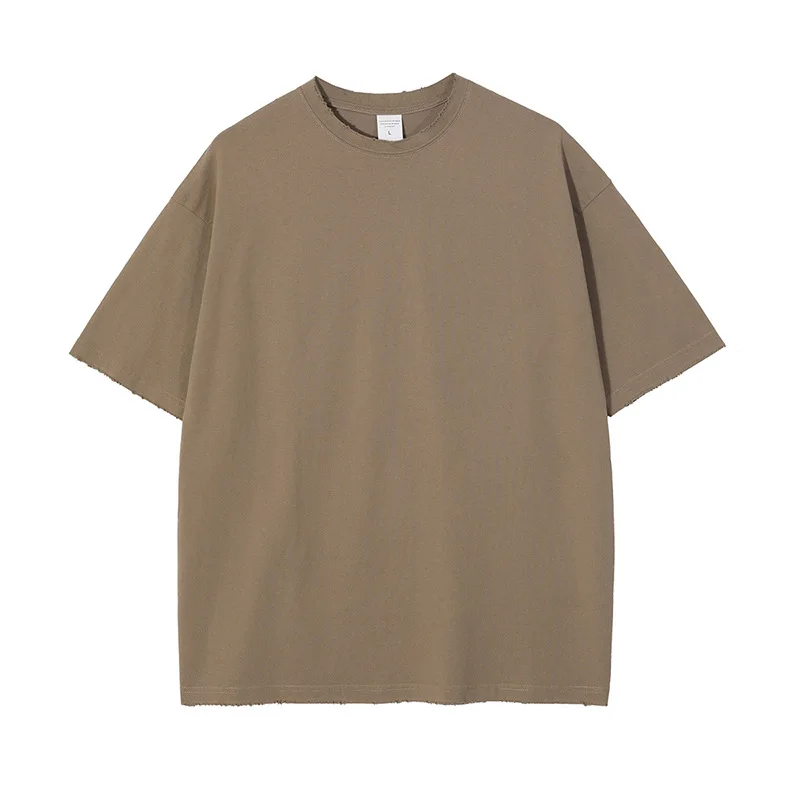 luxury brand street wear heavyweight t shirt distressed oversized blank 100 cotton unisex tshirts