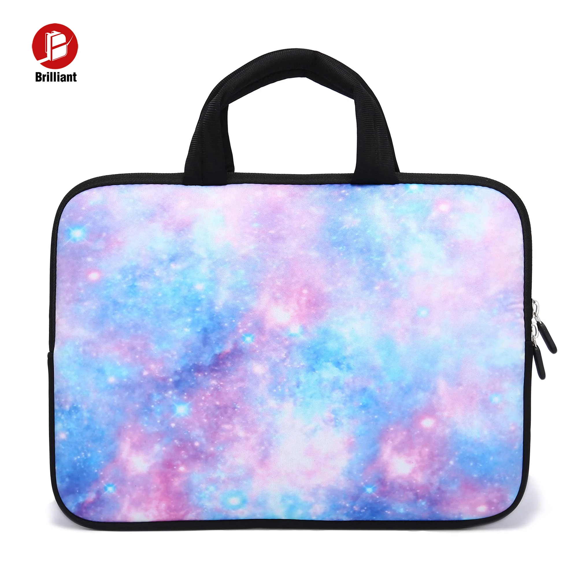15 Inch Neoprene Laptop Carrying Sleeve Case Bag Chromebook Notebook Ultrabook Tablet Travel Cover Handle Zipper Blue White