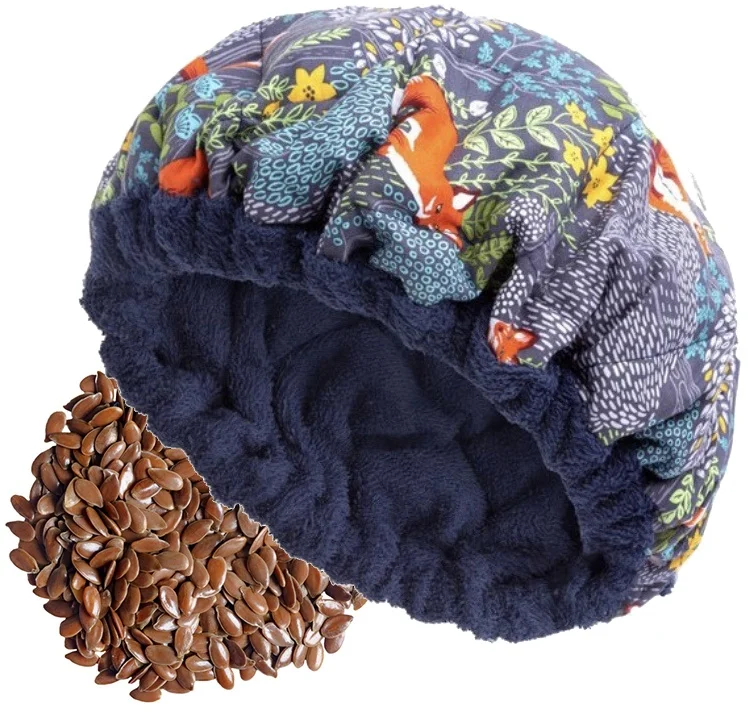 Cordless Flaxseed Deep Conditioning Heat Cap Microwavable Treatment Steaming Heat Cap for Thermal Spa Curly Hair