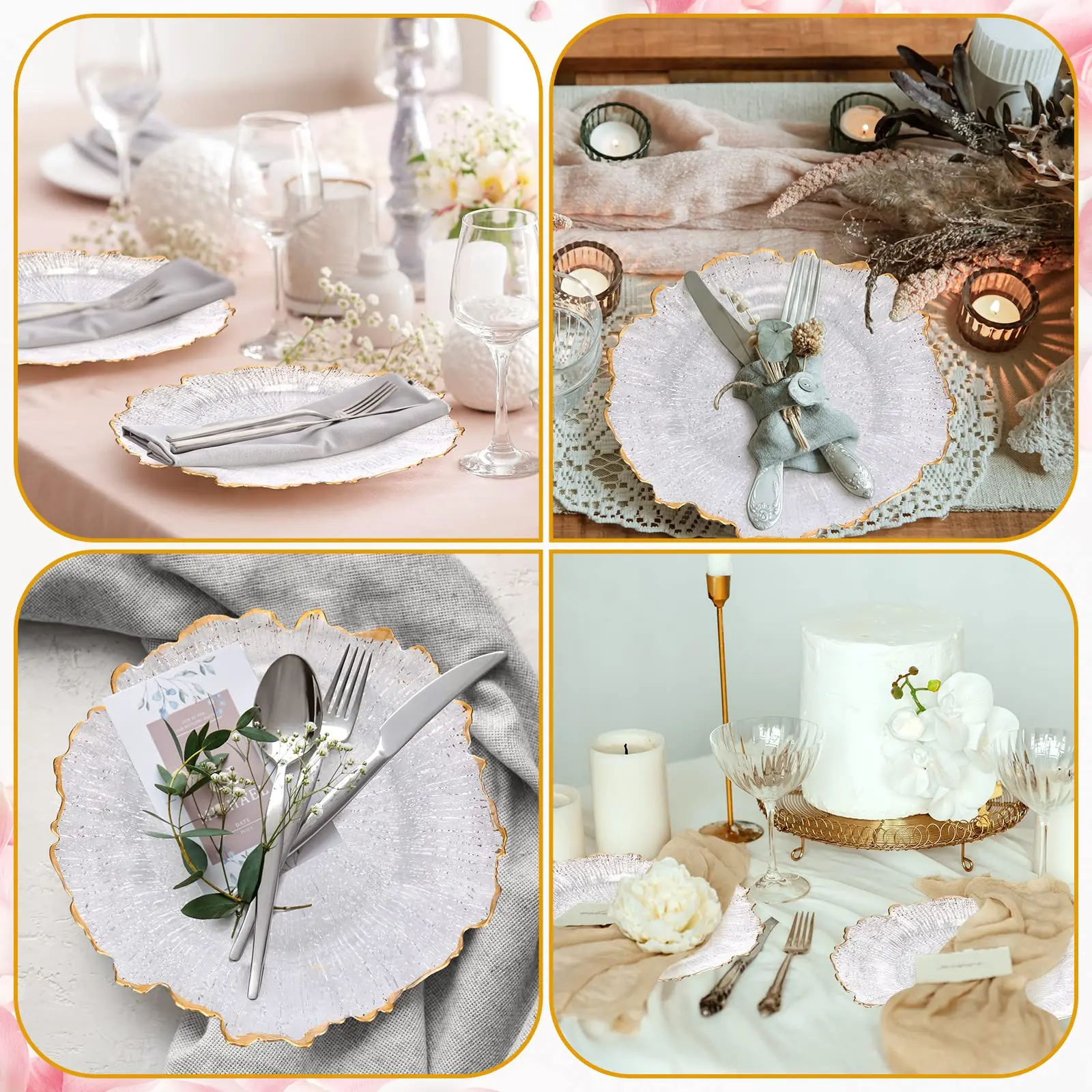 13 inch clear acrylic gold charger plate chargers wedding dinner plate decorative ins golden plastic charger plates event party