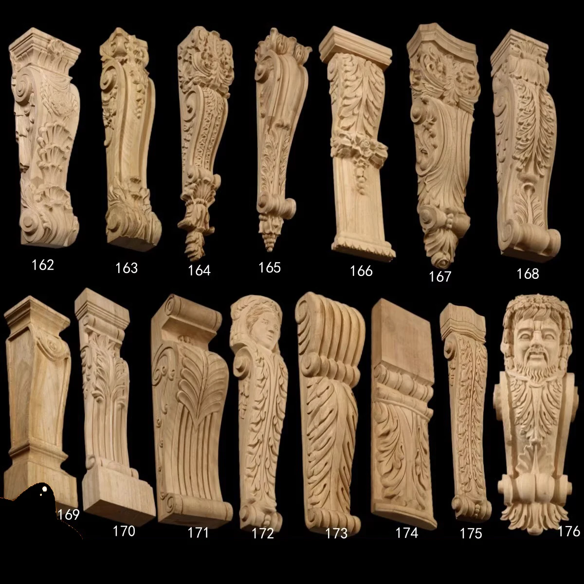 Unfinished Hand Carved Wood Onlay and Applique Wood Capitals 2025 Unfinished Medium Pilaster cheap wood carved corbels