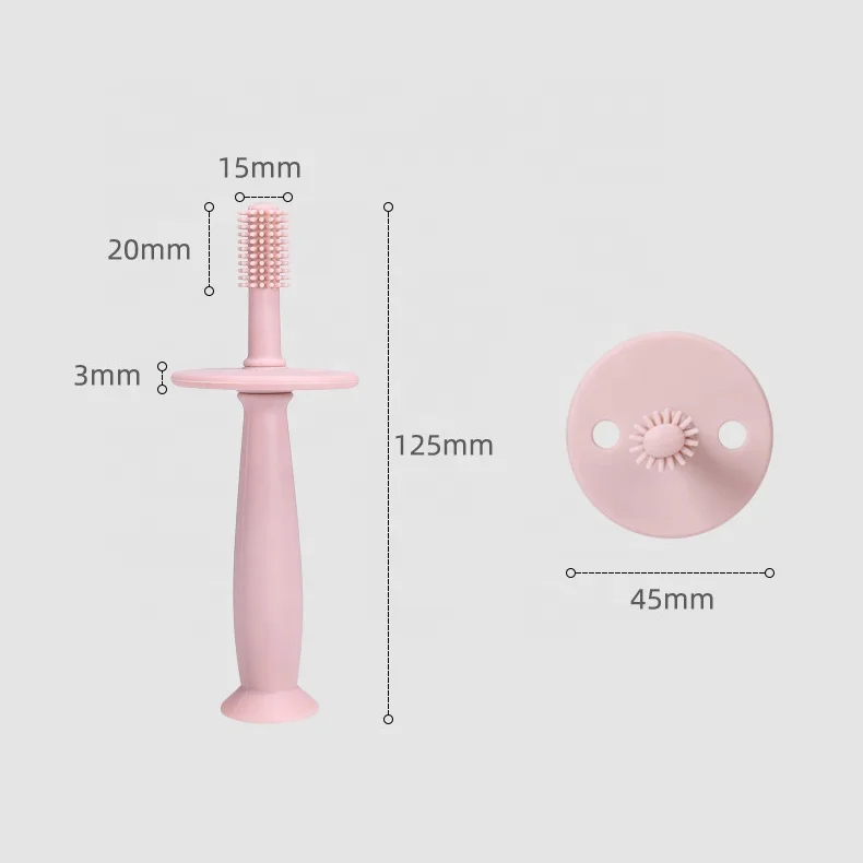 Wholesale New Design 360 Degree Cleaning Manual Food Grade Silicone Teether Toothbrush With Suction