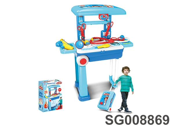 Kids simulation medical equipment cart toys doctor box luggage suitcase walking doctor toys play sets