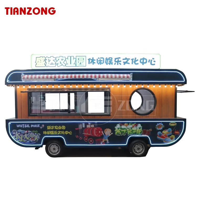 TIANZONG S24 popular street fast food truck equipment with full kitchen customized food caravan concession trailer