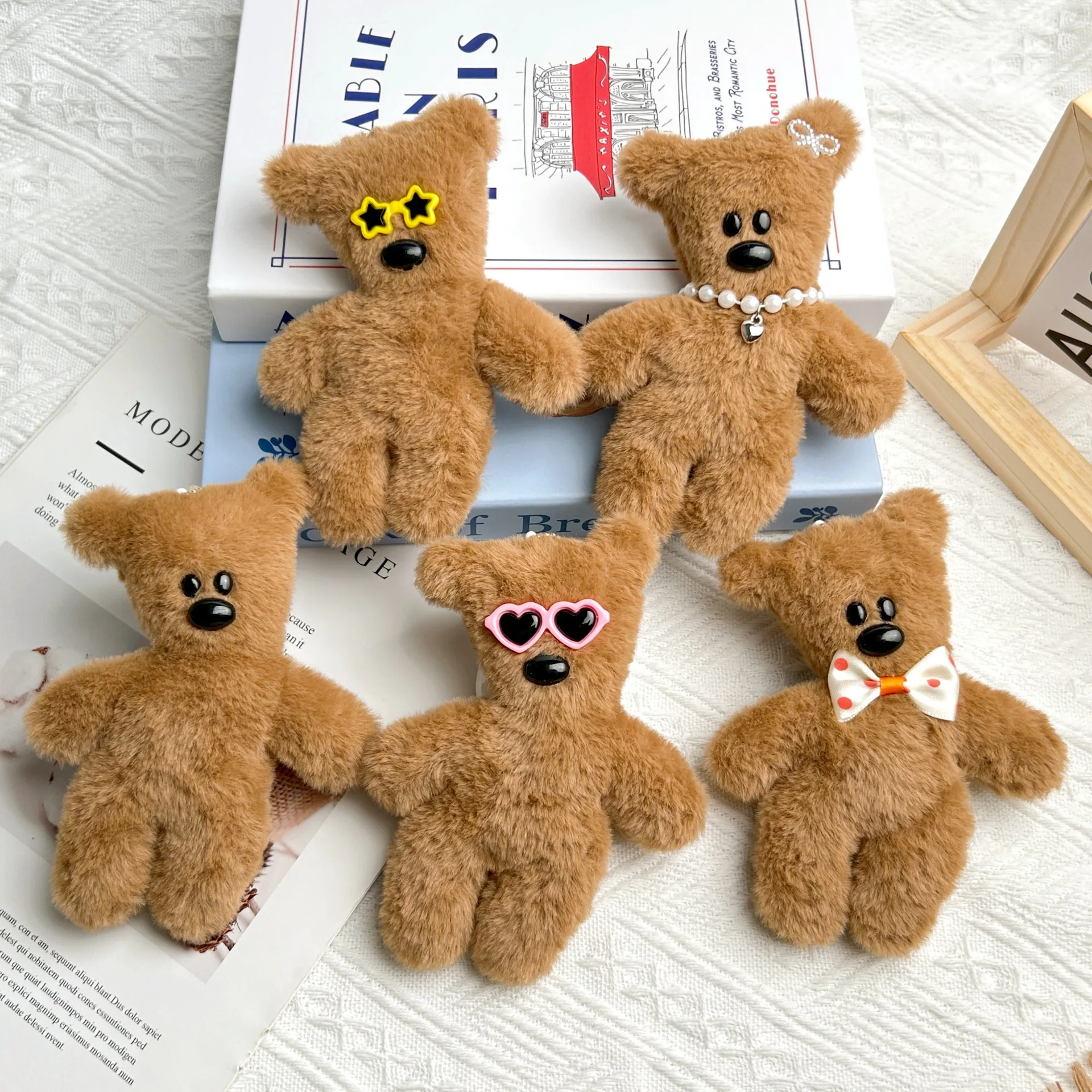 Aolan Online Celebrity Plush Mr. Beaned Teddy Bear Keychain Accessories Cartoon Bear Diy Bag Clothing Keychain  Accessories