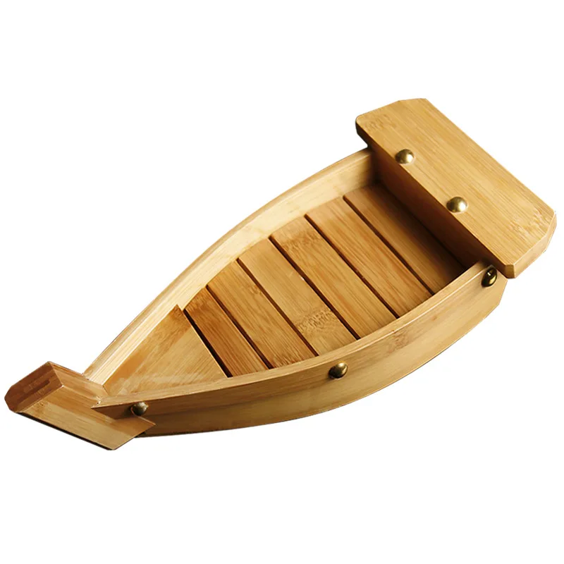 Wooden Sushi Boat Serving Tray 35 Inch, Extra Large Sushi Plates Sushi Boat Sashimi Serving Platter for Restaurant or Catering S