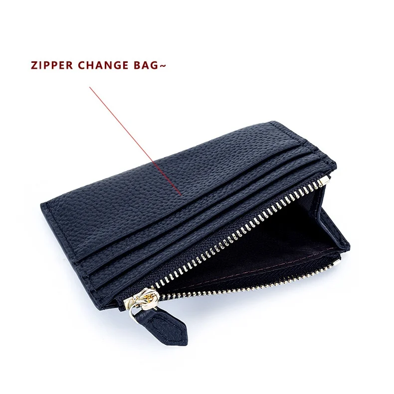 Wholesale Cow Leather Card Wallet for Women Suitable Daily Multi Compartment Zipper Pocket Luxury Simple Design Short Purse