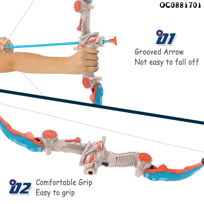 Folding Outdoor Sport Plastic Bow and Suction Cup Arrow Toys Set With Target