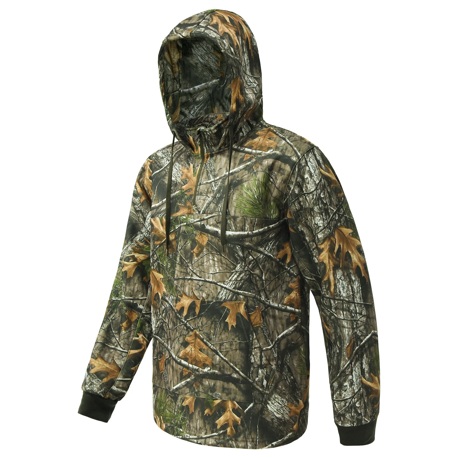 Hunting Camouflage Biomimetic Tree Fleece Hoodie Autumn and Winter New Hunting Warm Breathable Hooded Sweatshirt Fleece Pullover