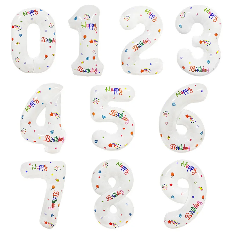 32 Inch White printed digital aluminum film balloon Arabic digital balloon birthday party wedding decoration design