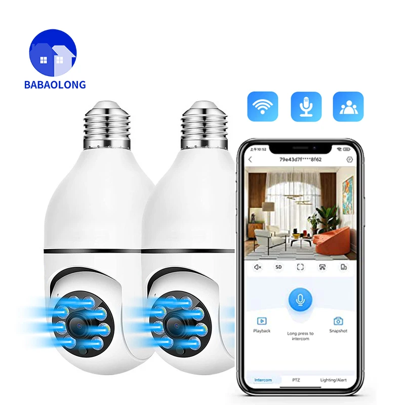 V380 Light Bulb Security Camera Outdoor Wireless WiFi(2.4G ) 355 Lightbulb Camera,HD/Night Vision/Light Socket Security Cam