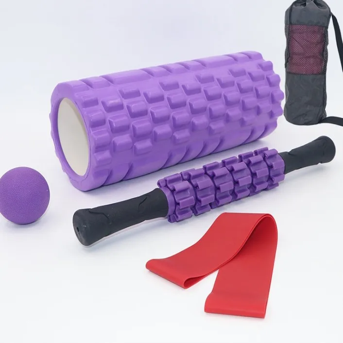 Hot sale 4 Pcs Set Crescent Moon-shaped Yoga Pillar Massage Stick Fascia Ball Set Hollow Foam Shaft Pilates Yoga Shaft