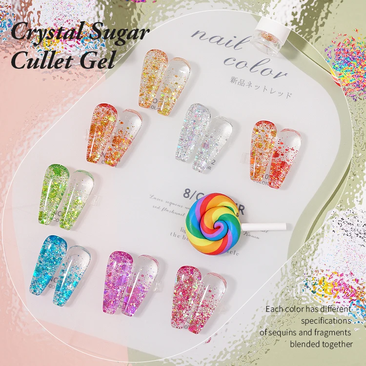 China High Quality UV Gel Nails Suppliers OEM Design Cheap Crystal Sugar Cullet Gel